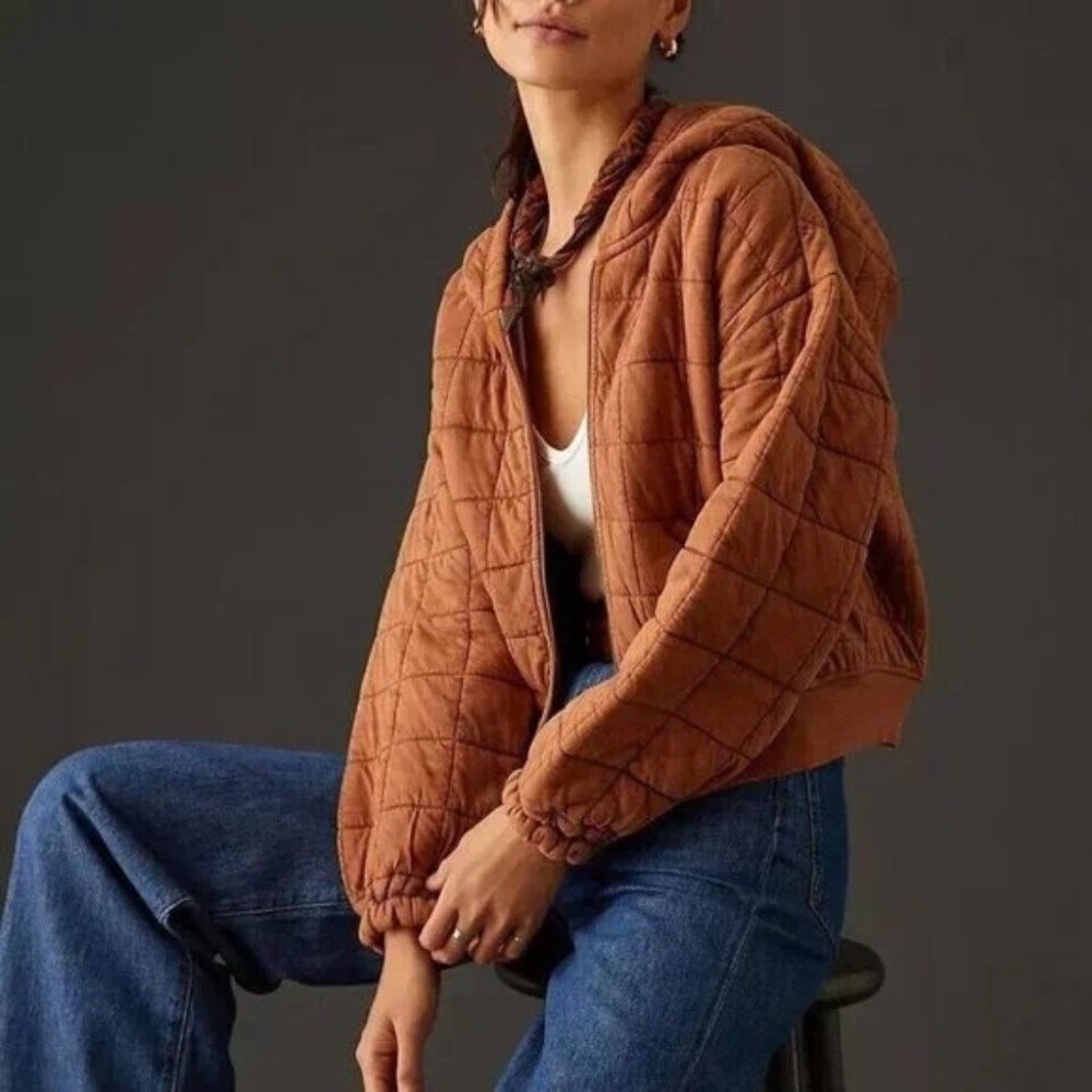 Anthropologie Pilcro Quilted Cropped  Hooded Jacket - Size S